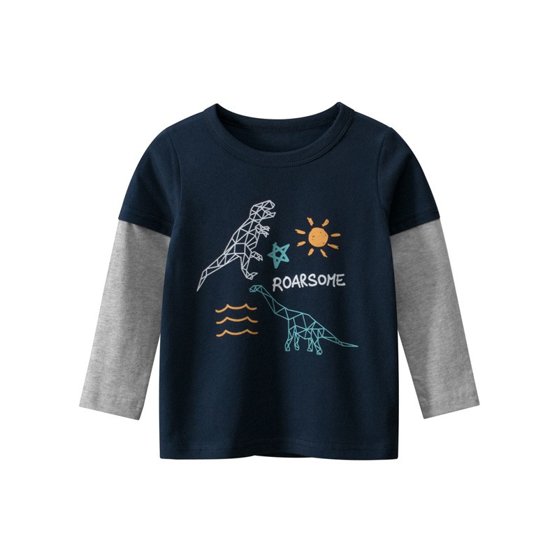 Kids Boys Long Sleeve T-shirt Cartoon Printed Children Baby Boys Tops