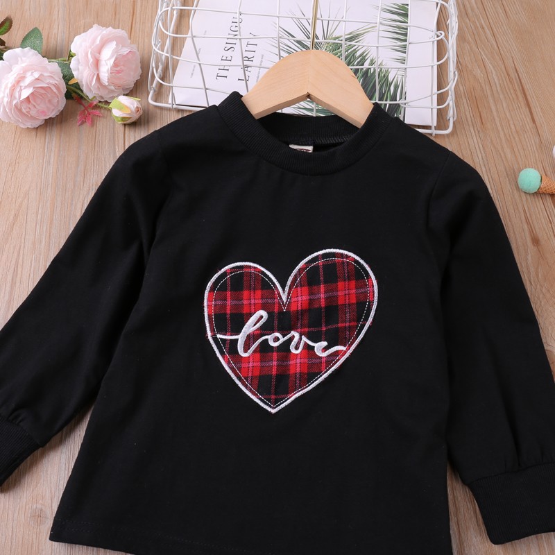 2022 New Autumn Casual Long-sleeved Suit Top Plaid Skirt 2pcs Kids Girls Clothing Sets Children Valentine's Day