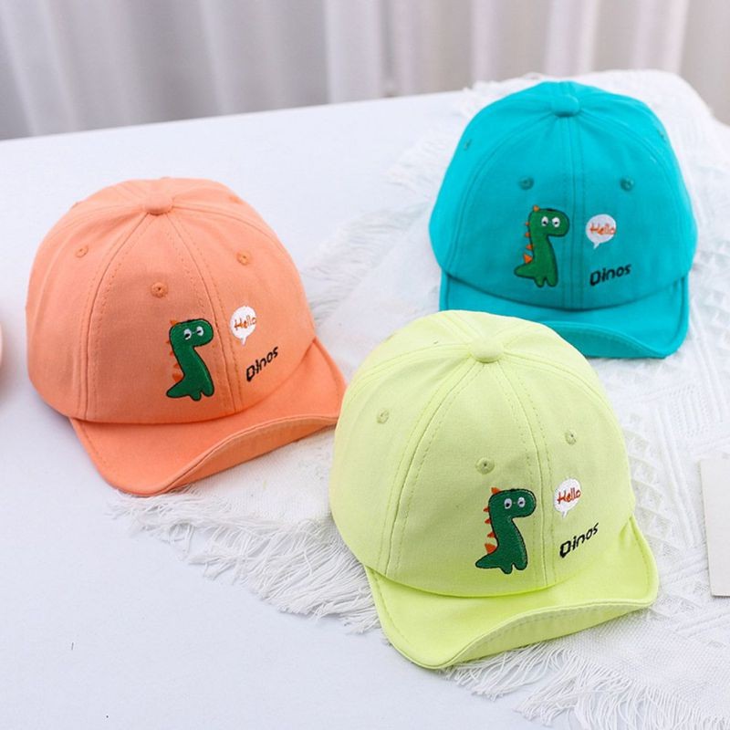 Baby Baseball Hat Caps For Kids Cartoon Dinosaur Print Baby Boy Girl Travel Sun Caps Toddler Hats Gift Adjustable