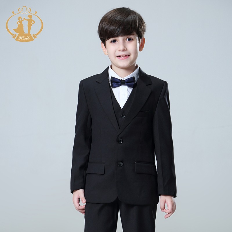 2021 spring autumn formal suit for boy set children party host wedding costume black blazer jacket pants 3pcs clothing wholesale