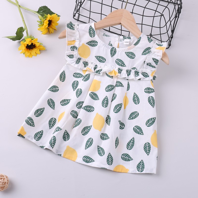 2022 New Summer Suit Clothing Sets Pattern Leaf Print Sleeveless Top+Pants 2pcs Kids Clothes Children's Clothing Girls Clothes