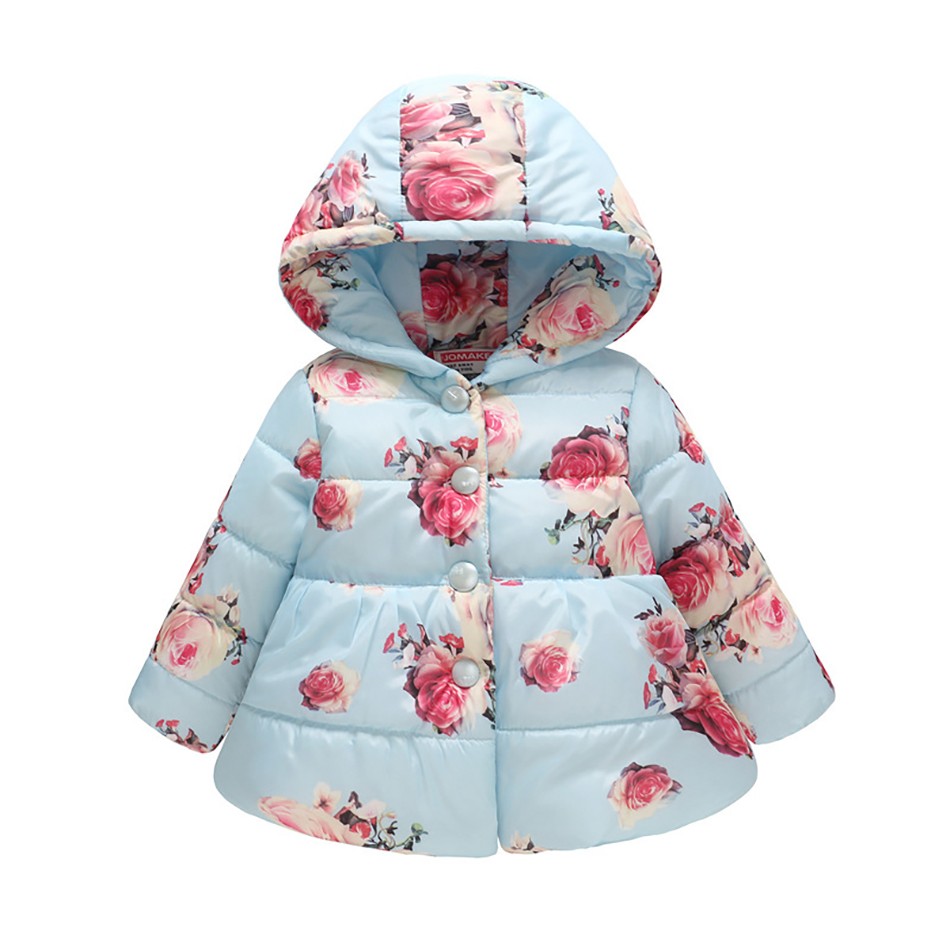 Baby Girls Boys Jackets Baby Clothes 2021 Autumn Kids Hooded Coats Winter Toddler Warm Snow Suit Baby Cotton Flower Outerwear