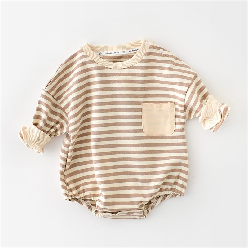 Newborn Casual Underwear 2022 Spring Infant Rompers Outdoor Kids Long Sleeve Stripe Jumpsuits Baby Boys Girls One Piece Clothes