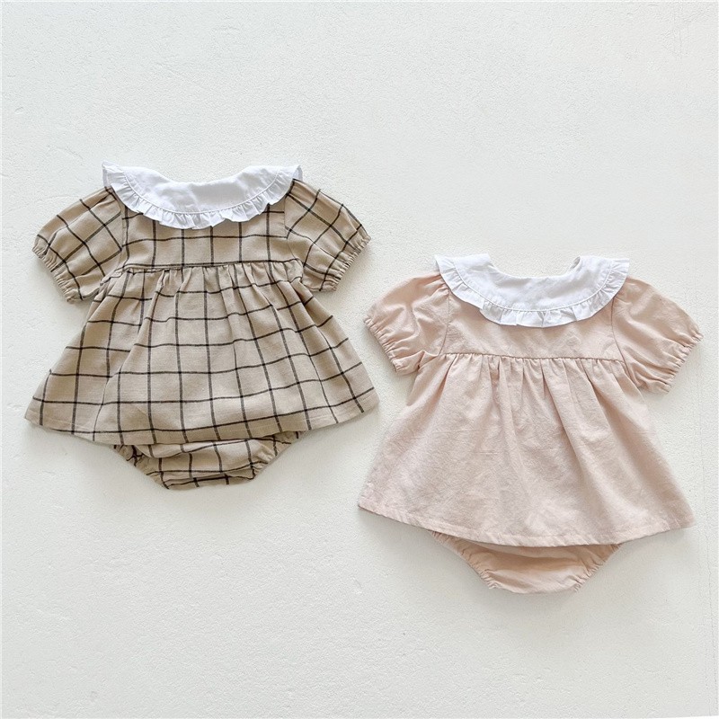 Summer Baby Girls Clothes Infant Girls Suit Baby Girls Short Sleeve Blouse Tops + Bloomer 2pcs Fashion Kids Clothes