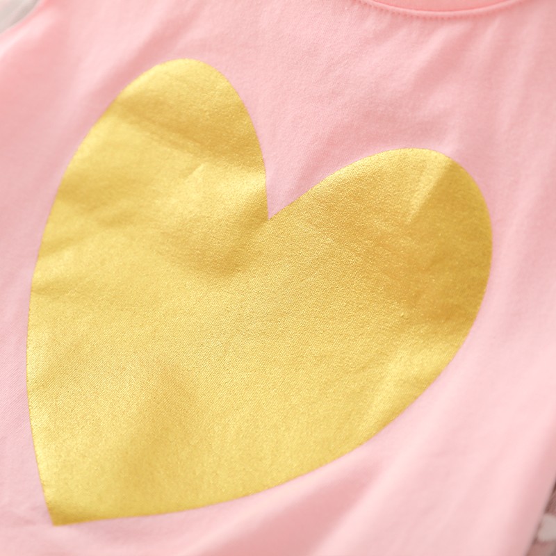 Summer Children's Clothing Blouse + Skirt Heart Print Suit Girl Clothes Girls Clothes Girls Clothes