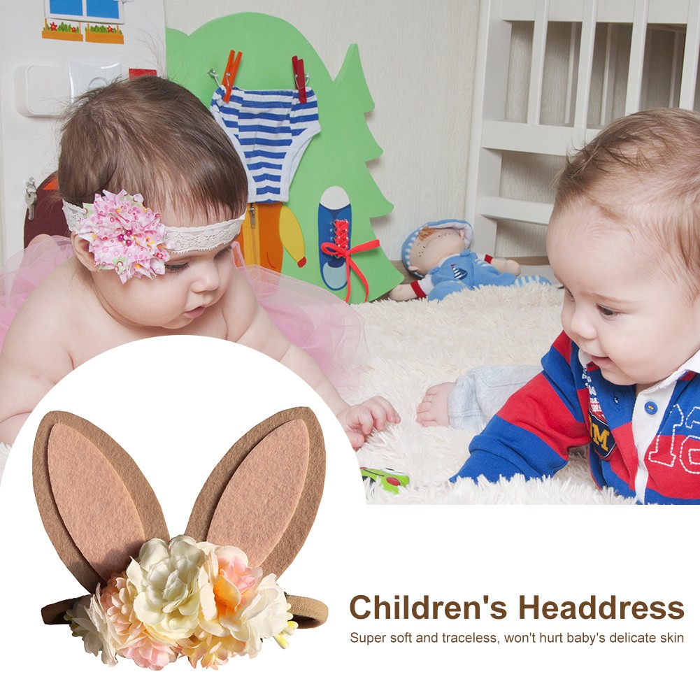 Baby Wide Bunny Ear Floral Headbands Photography Prop Lacehair Bows Bands For Babies Infant Hairbands Hair Accessories