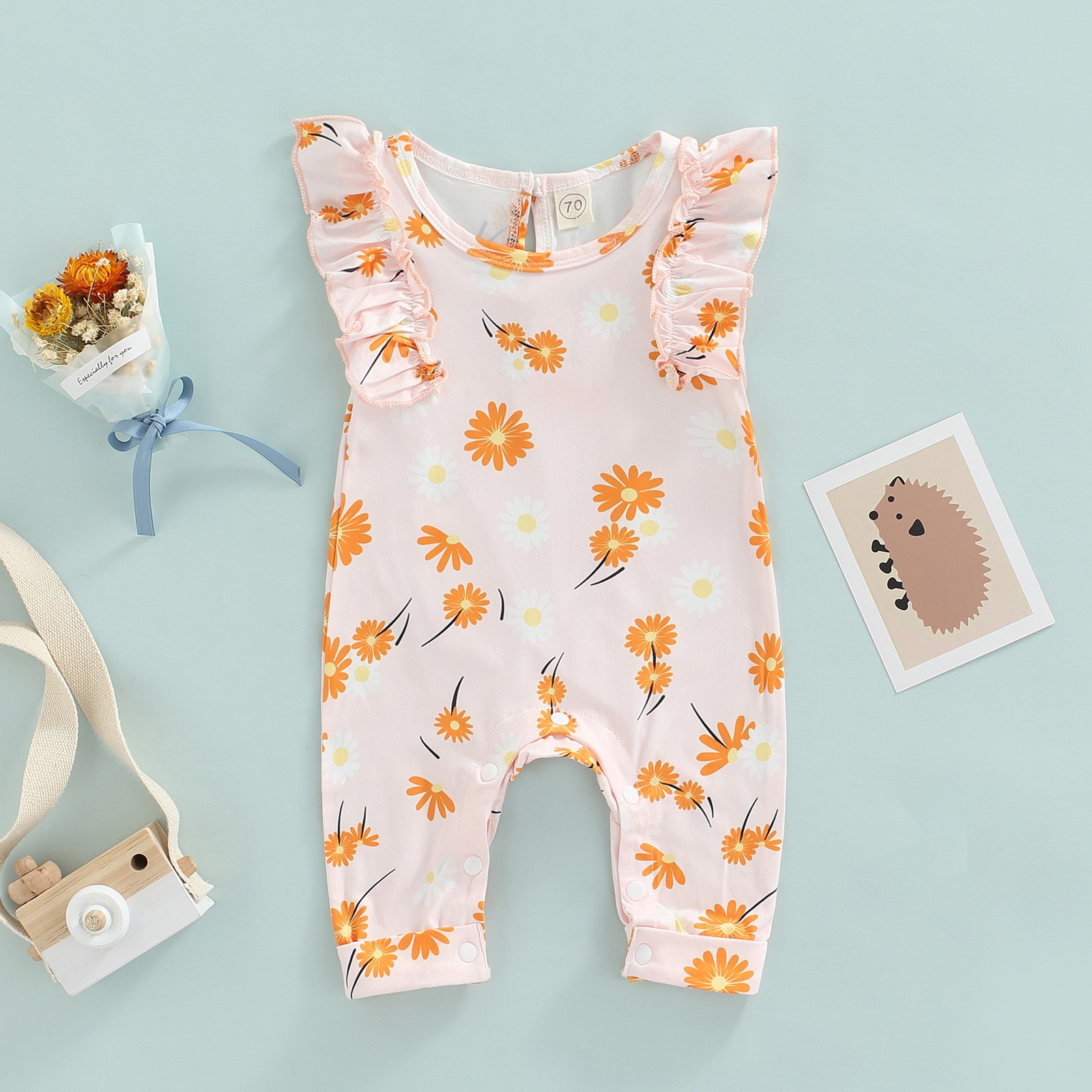 Newborn Infant Baby Girls Romper Floral Print Sleeveless Jumpsuit Summer Clothes Costumes D01