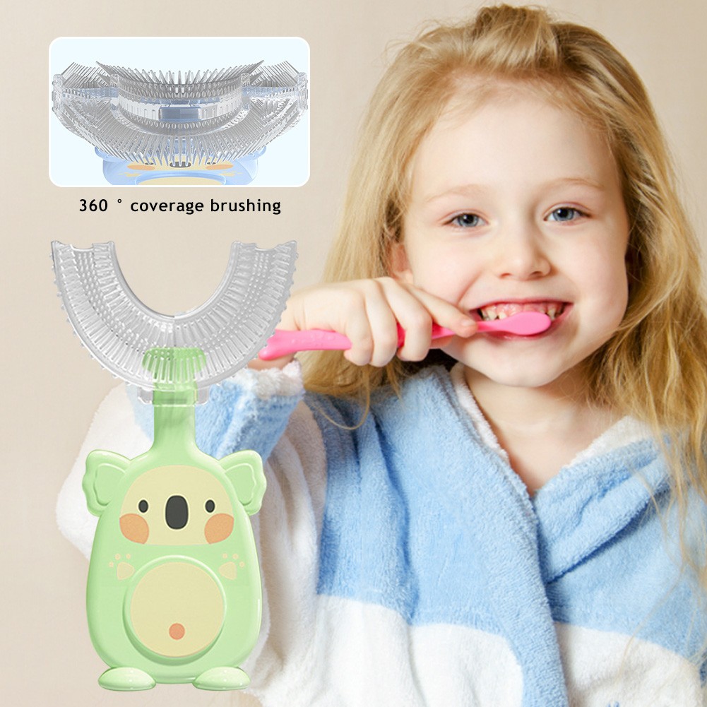 New Hot Children Smart 360 Degree U-Shape Manual Toothbrush Cartoon Pattern Kids Toothbrush 2-12Y With Soft Silicone Head