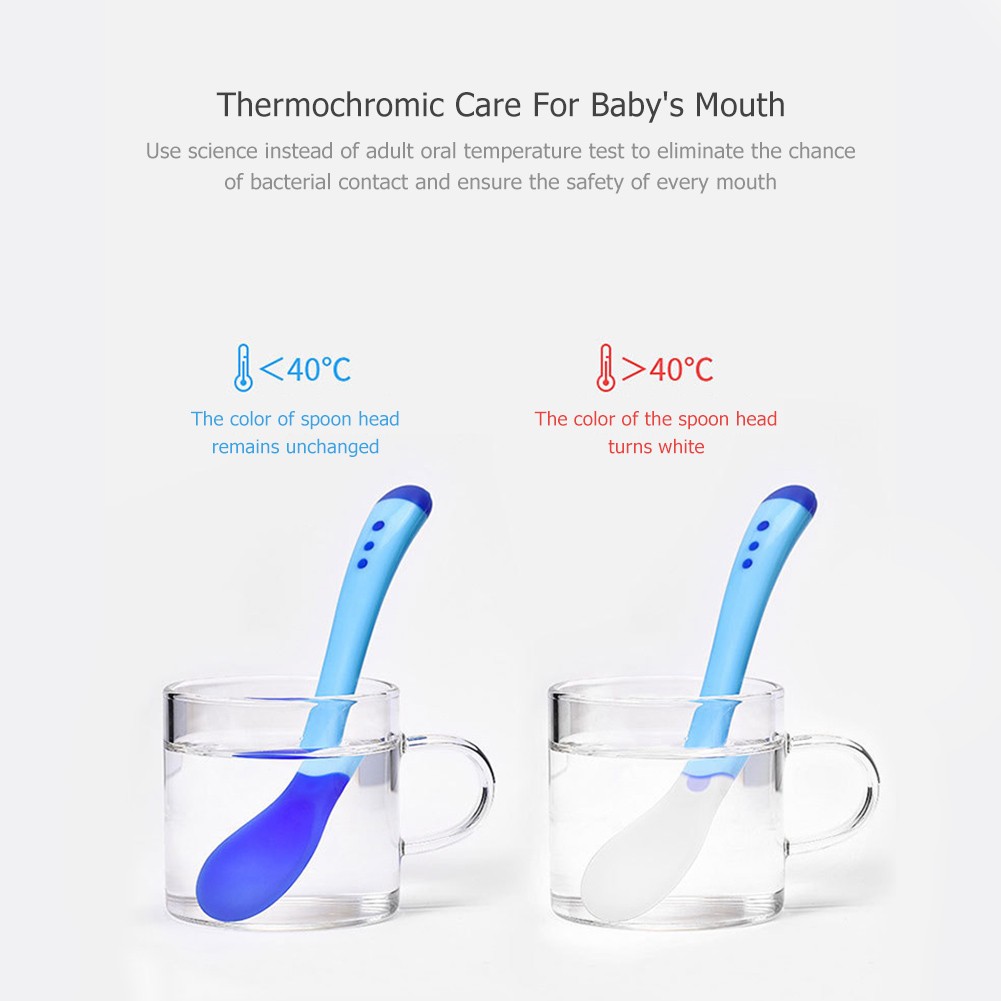 Children spoon and fork baby safety temperature sensor children feeding dishes kitchen spoons for kids