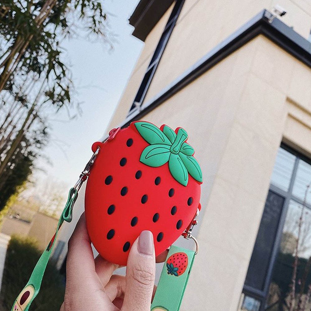 Cute Zipper Purse Backpack Silica Gel Kids Handbags For Girls Casual Toddler Boy Backpack Fruit Pattern Messenger Bag