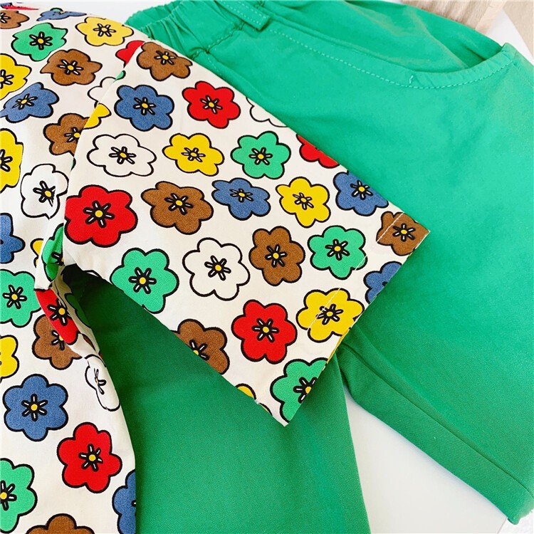 2022 spring new Korean version baby mid and small flower children's shirt trend