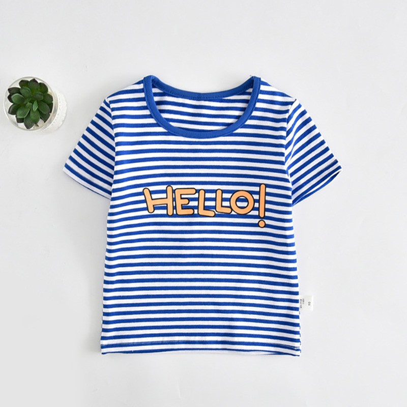 Boys and girls' short-sleeved striped cotton T-shirt, 2-7T clothes, summer 2021