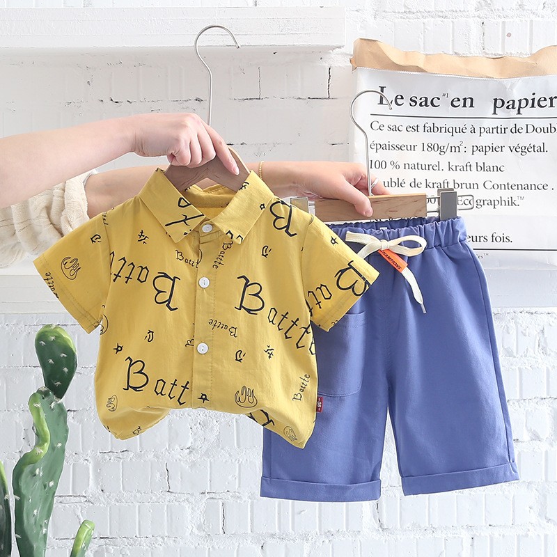 Summer Baby Clothes Suit Children Boys Letter Print T-shirt + Pants 2pcs/set Baby Casual Clothes Infant Kids Tracksuit Suit