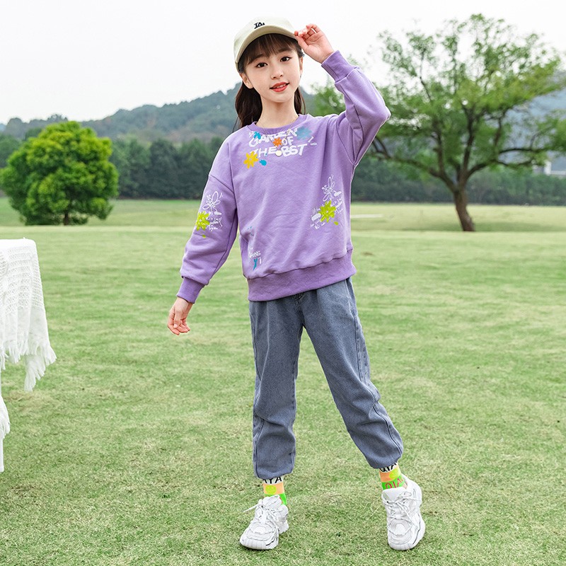 WKPK New Spring Autumn Girls Clothes 4-18 Kids T-shirt + Pants Set Teenager Clothes Comfortable Kids Outdoor Clothes