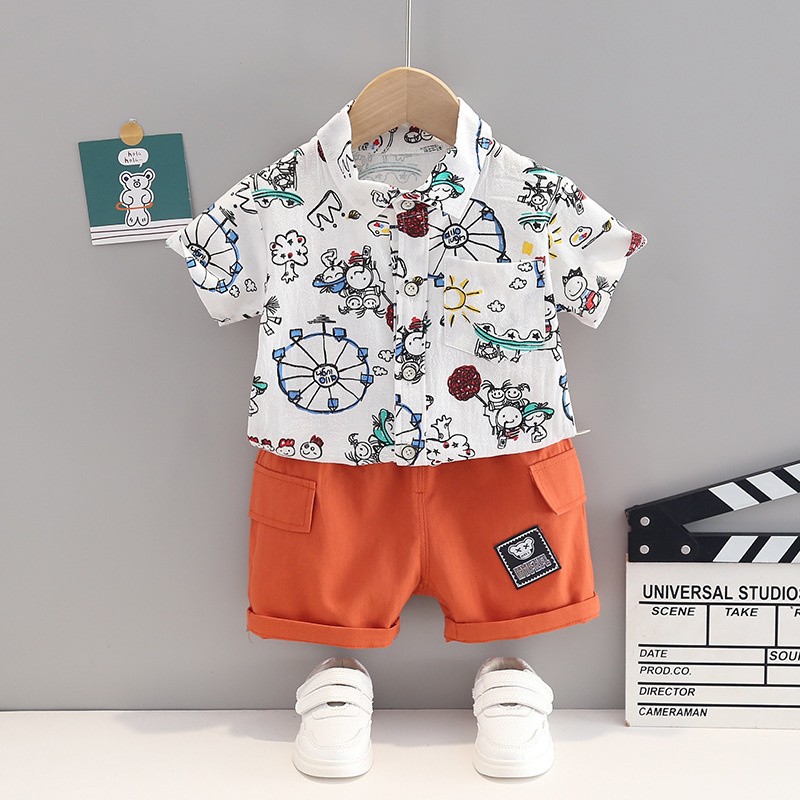 New Kids Summer Clothes Suit Children Boys Girls Cute Shirt Shorts 2pcs/set Baby Casual Outfits Infant Clothes Kids Tracksuits