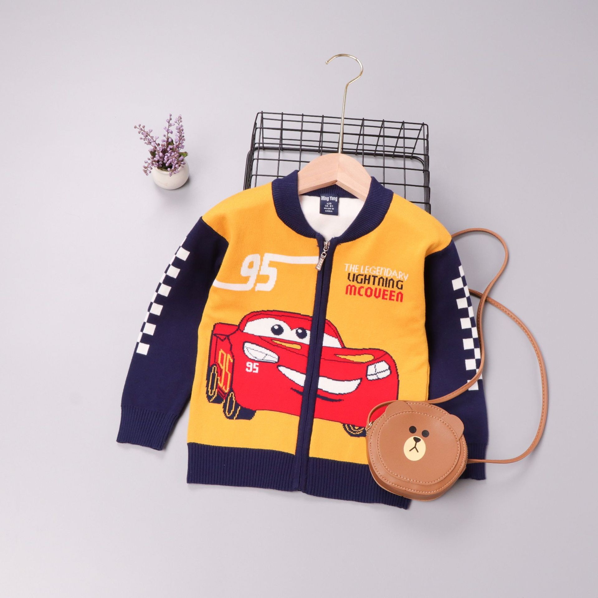 Autumn Little Boys Clothes Lightning McQueen Embroidery Knit Cardigan Sweater Winter Clothes Christmas Fashion Children Tops