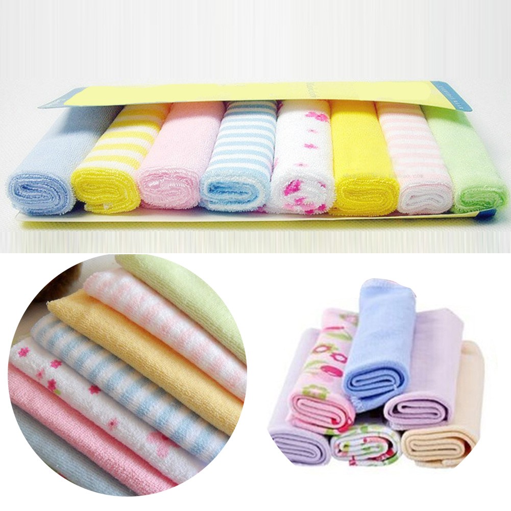 8pcs Multifunctional Cotton Blend Baby Durable Lightweight Portable Square Soft Home Thin Bath Towel