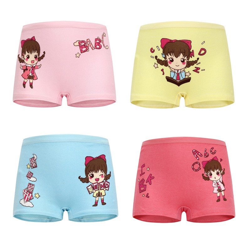 4pcs/lot Kids Girls Underwear Cotton Boxer Girl Comfortable Breathable Safety Pants Children's Panties