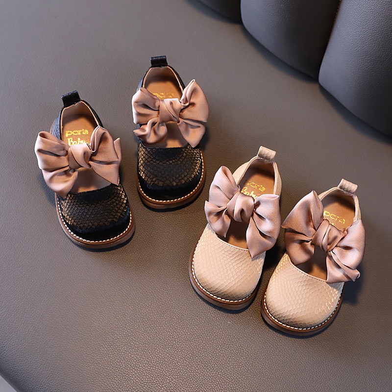 Spring Autumn Children Baby Bowknot Princess Leather Shoes For Kids Girls 2022 New