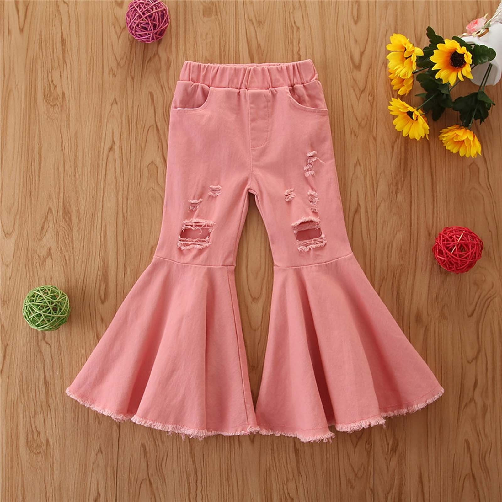 Spring All-match Girls Jeans Trumpet Elastic Waist Flared Pants Children Trousers Bell bottom Jeans For Girls Clothing 2-7 Years