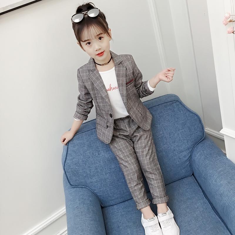 Teen Girls Clothes Set Autumn Girls Solid Suit Jackets + Pants 2pcs School Girls Casual Children Clothes 8 10 12 Years