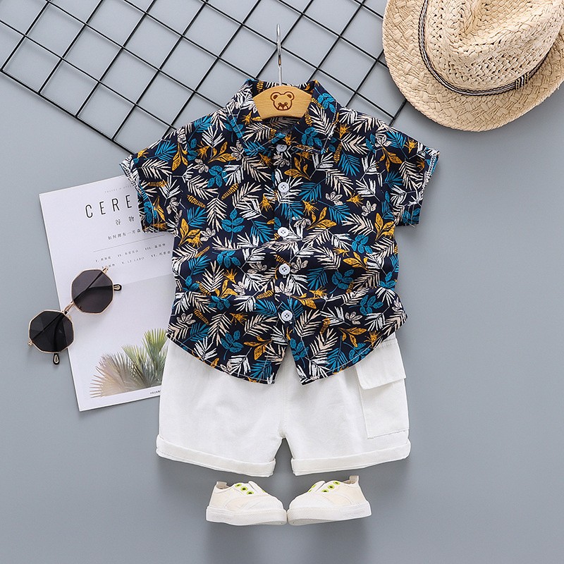 New Summer Baby Clothes Suit Children Boys Fashion Printed Shirt Shorts 2Pcs/Sets Toddler Casual Costume Infant Kids Sportswear