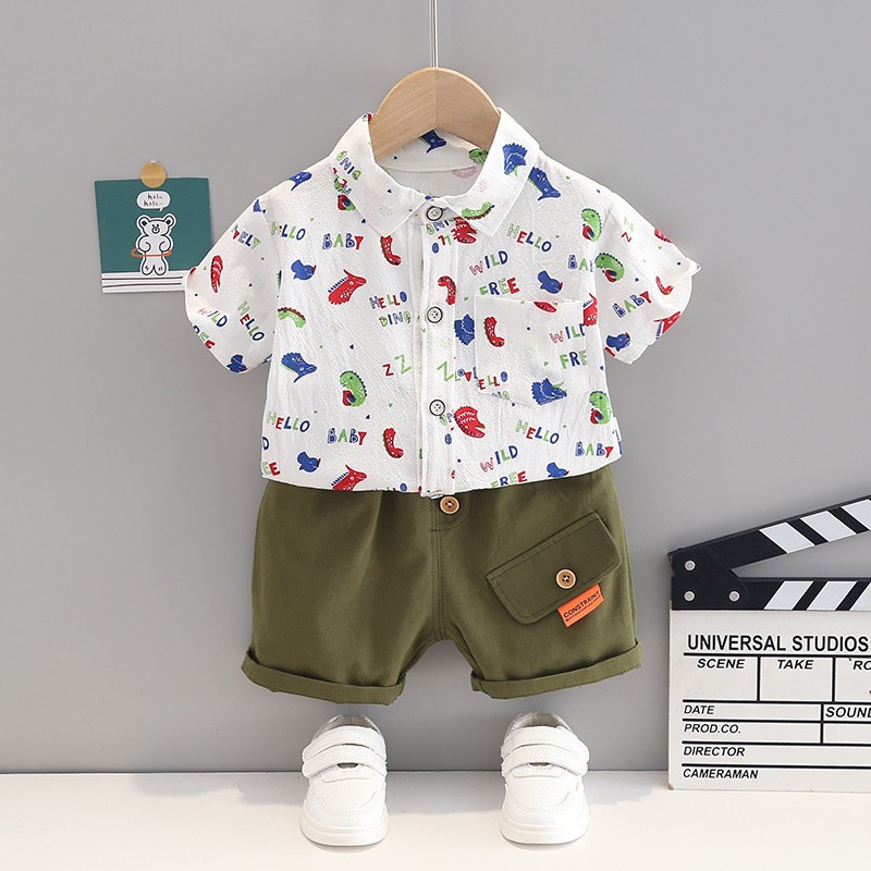 New Summer Baby Boys Clothes Suit Children Fashion Print T-shirt + Pants 2 Pieces/Set Toddler Costume Casual Cotton Kids Sportswear