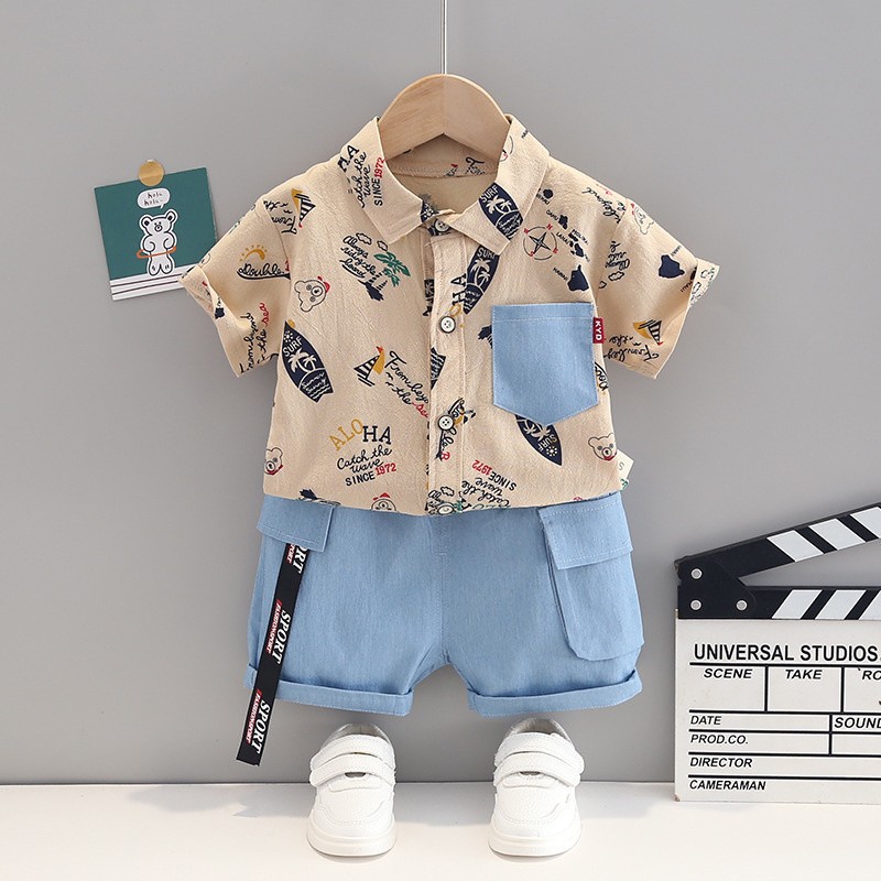 New summer baby clothes suit children boys fashion casual shirt shorts 2pcs/sets baby sport costume infant kids tracksuit