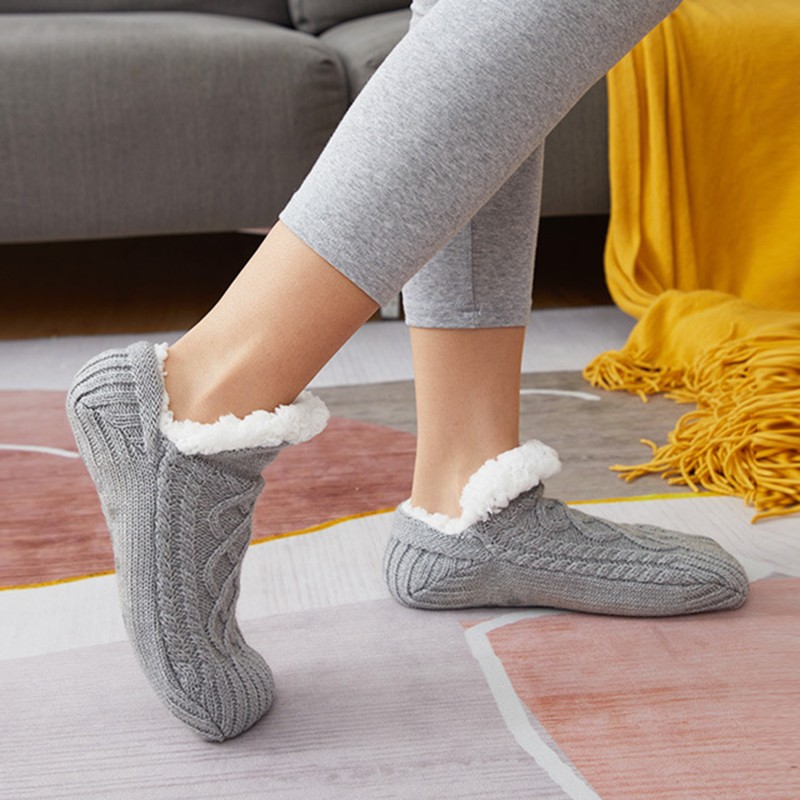 1 Pair Thick Warm Sleep Socks Slippers Women Girls Autumn Winter Velvet Home Floor Socks Non-slip Mid-tube Kawaii Cute Socks