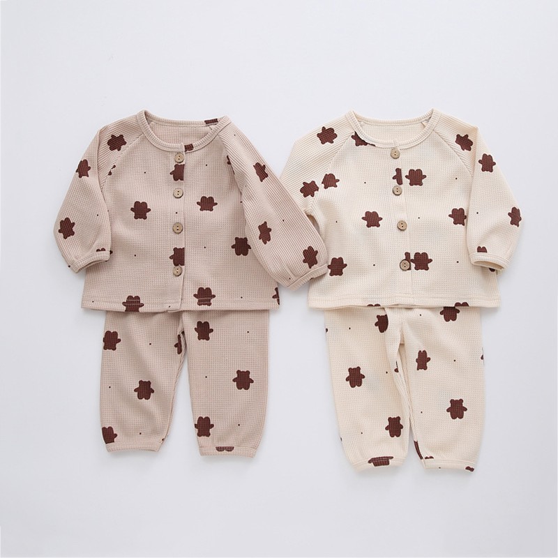 Baby Boy Girl Clothes Kids Clothing Set Bear Print Toddler Autumn Winter Pajamas Toddler Casual Clothes Set Toddler 2pcs Outfits