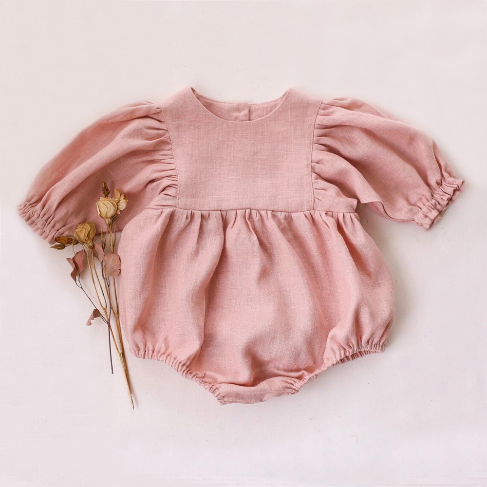 0-18M Baby Girl Cotton Pants Solid Color Long Sleeve Romper Spring Jumpsuits Infant One Piece Newborn Baby Girl Clothes