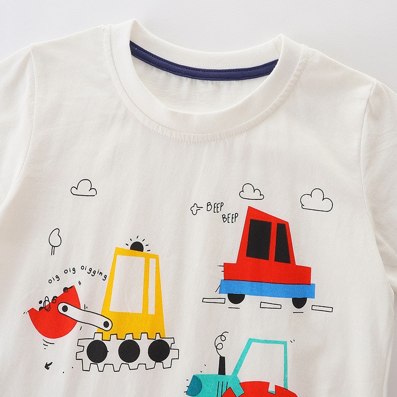 Summer 2022 Fashion T-Shirt For Boys Girls Age 2-7Y Short Sleeve Casual Top Tees Cotton Brand Printing White Cartoon