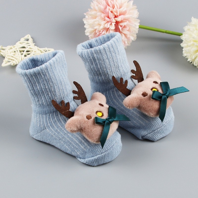 Newborn Baby Girl Boy Cute Cartoon Pattern Cotton Socks Infant Anti-slip Warm Floor Socks Medium Tube Knitted Socks