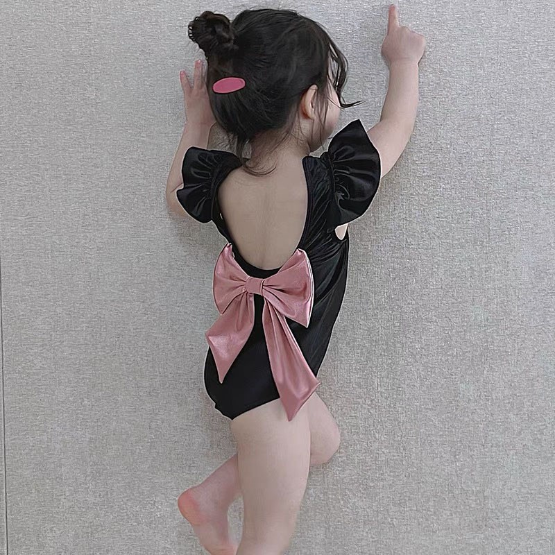 MILANCEL 2022 summer children's swimwear bow open back girls one-piece swimwear