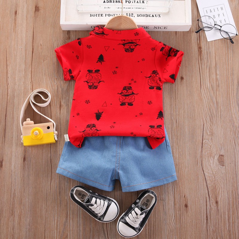 2022 kids clothes suit summer children boy girl full printed T-shirt shorts 2pcs/sets infant children clothing 1 2 3 4 years