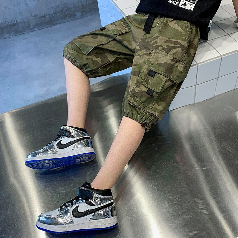 Boys Cargo Pants Camouflage Fashion Brand Loose Straight Casual Outdoor Sports Half Length Pants 2022 Summer Clothes for Teenagers