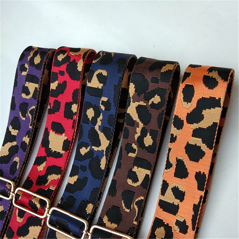 New Thicken Color Women Bag Accessories Leopard Print Adjustable Shoulder Strap DIY Crossbody Bag Webbing Strap Handle 5cm Wide