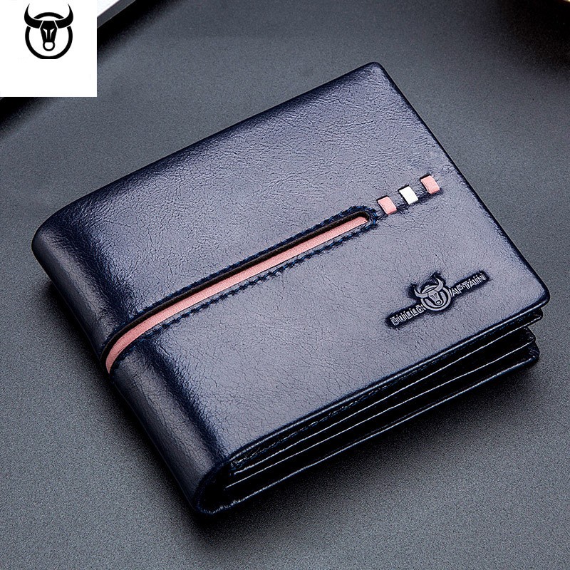 BullCaptain - Genuine Leather Men Wallet, Brand Designer Men's Wallet, Multifunctional Male Wallet, Rfid Cards Package