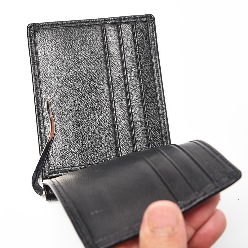 Male Card Holder Genuine Woven Leather Fashion Design Slim Wallet Front Pocket Money Clip Small Wallet for Men Women Luxury Brand