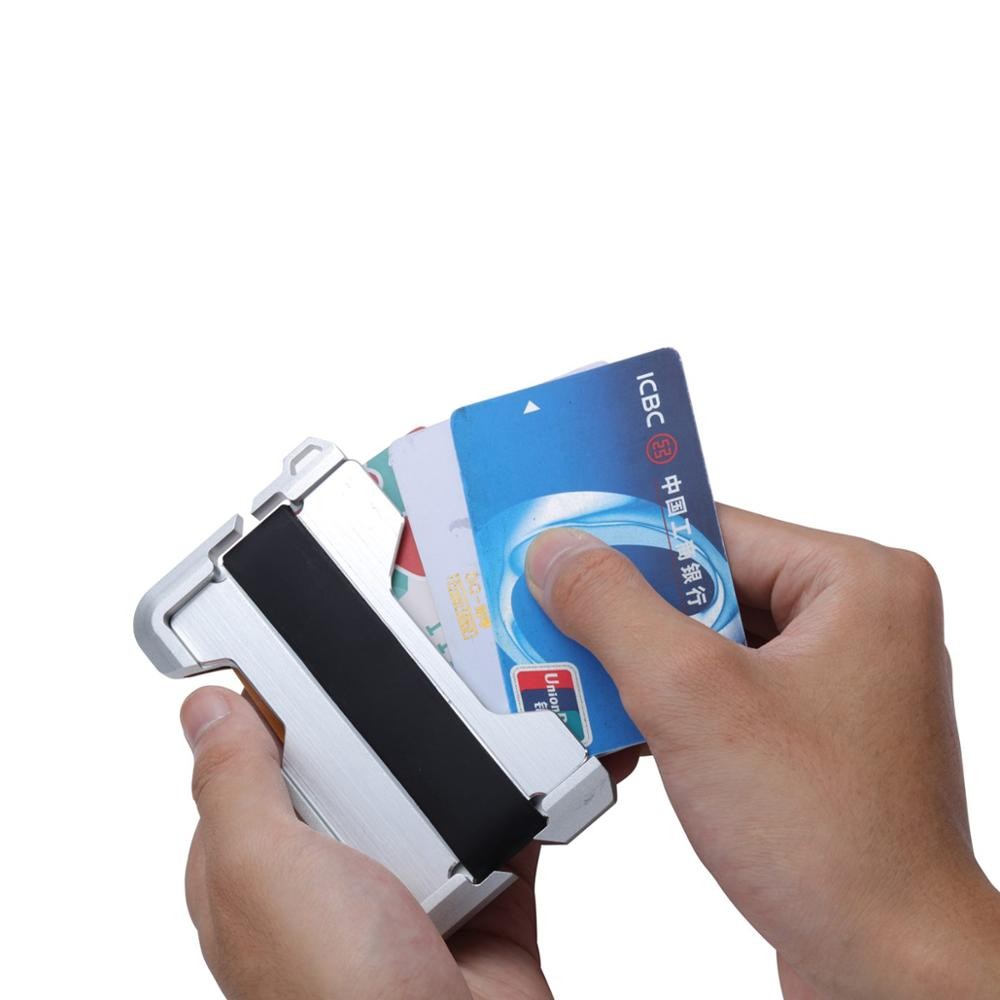 SEMORID-Multifunctional Anti-theft Anti-Rfid Metal Card Holder for Men,Small Smart Simple Wallet