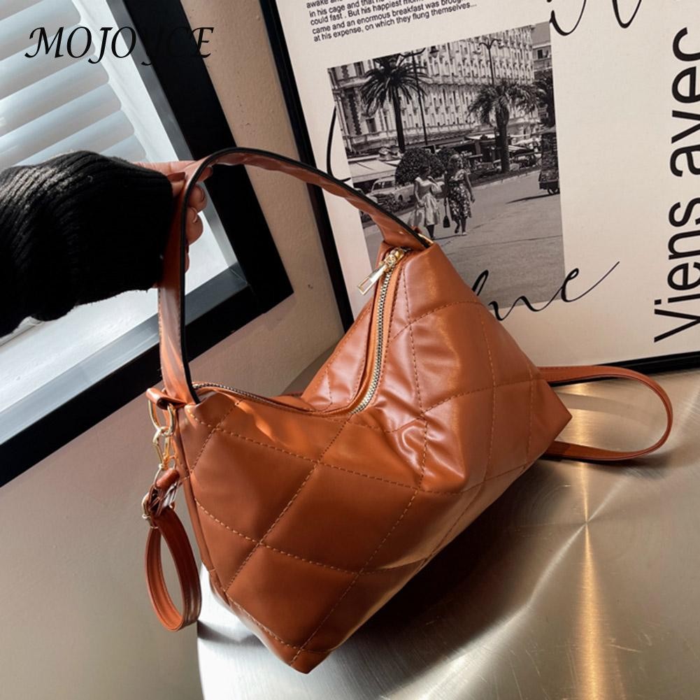 Women PU Leather Soft Shoulder Bag Embroidery Underarm Bag Female Luxury Clutch Bag Handbags for Shopping Traveling