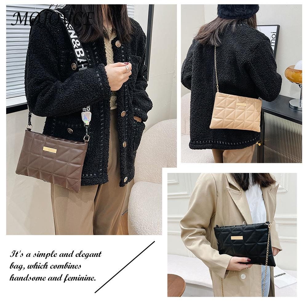 Women Shoulder Bags Fashion PU Leather Underarm Bags Pure Color All-Match Lattice Style Shopping Bags Designer Clutch