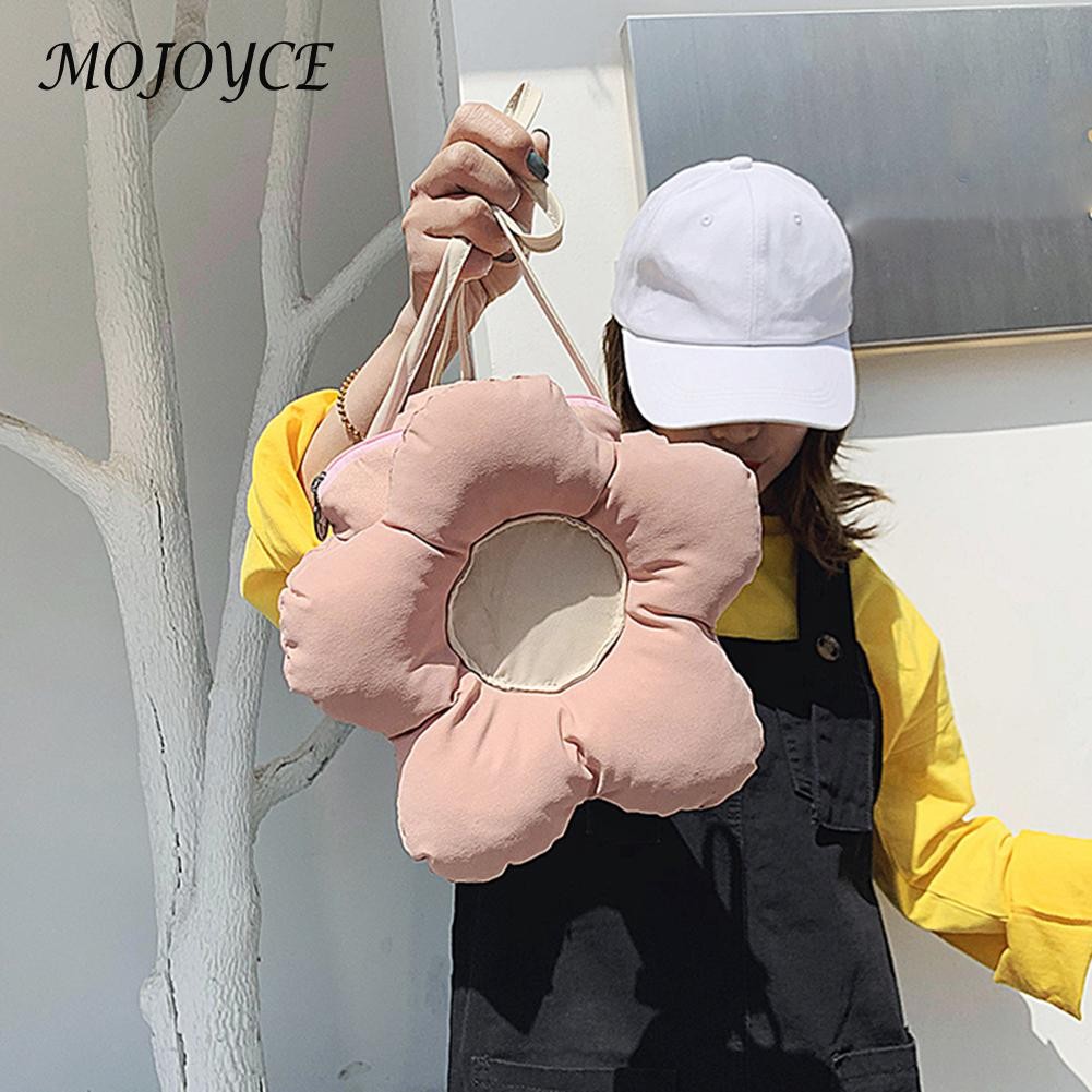 Canvas Women Handbags Bag Flower Shape Lady All-match Zipper Mini Shopping Bag For Women Girls Holiday Gifts