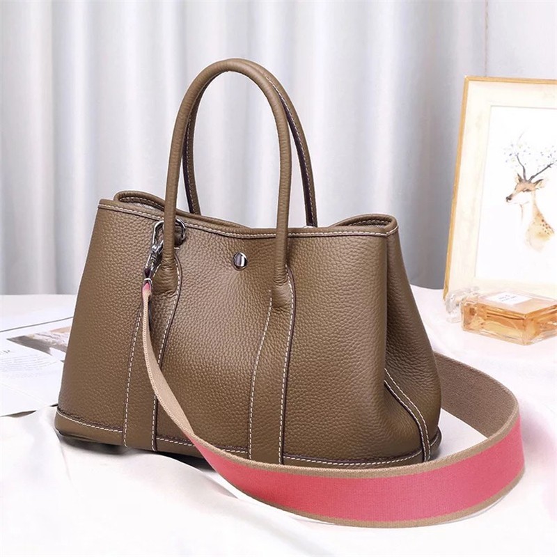 2020 100% Genuine Leather Luxury Women Tote Bag Famous Brand Garden Party Handbag Cowhide Bag Lady Classic Shoulder Bag