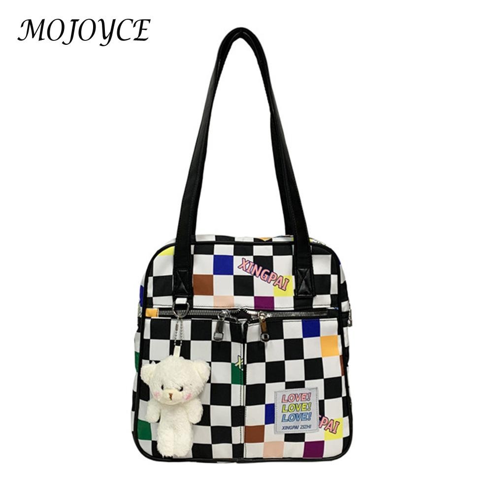 Women Nylon Checkered Shoulder Bag Female Luxury Travel Small Top Handle Bag Large Dumplings Bags Fashion Decor