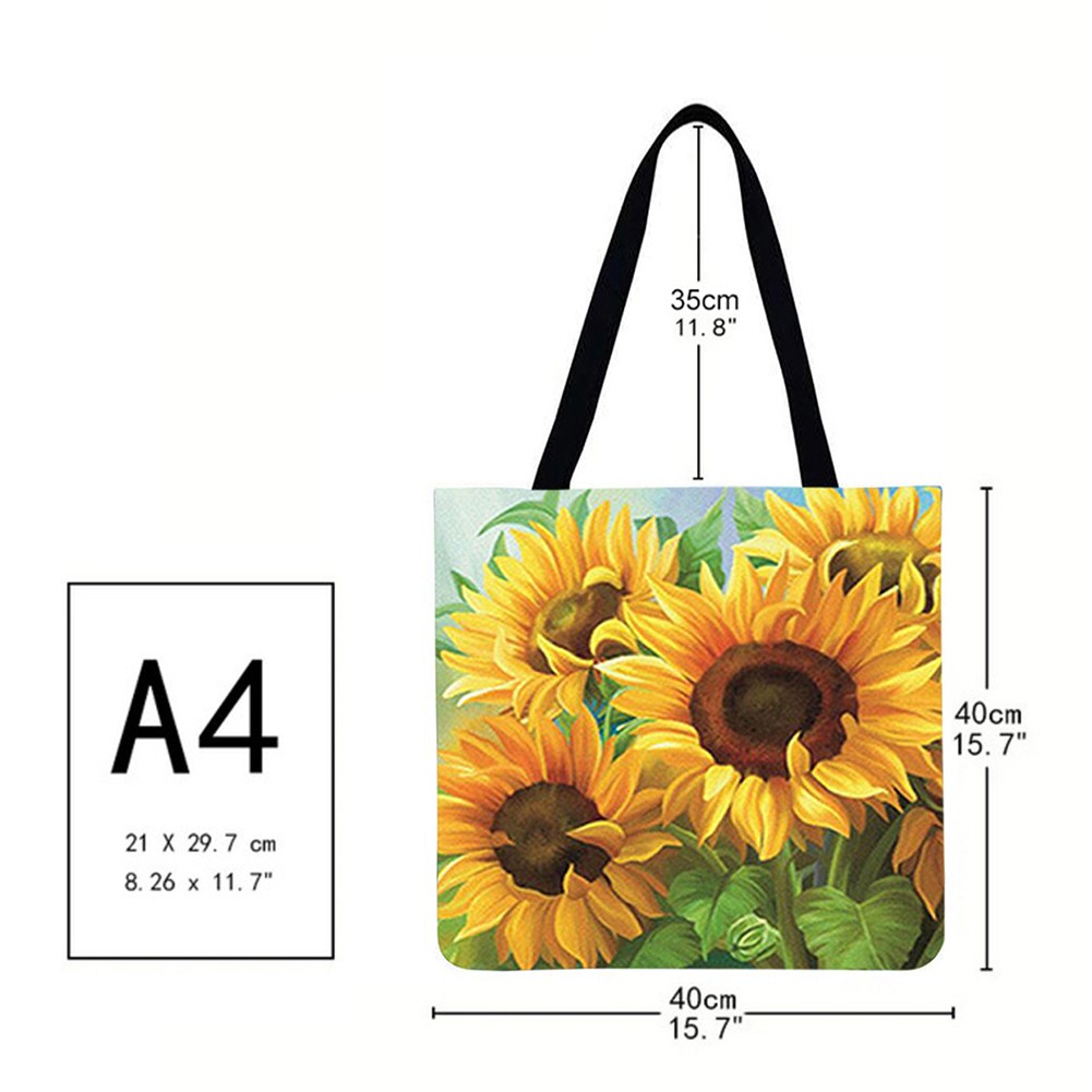 Sunflower Printed Casual Ladies Shopping Shoulder Bags Large Capacity Tote Bags Eco Shopping High Quality Folding Bags