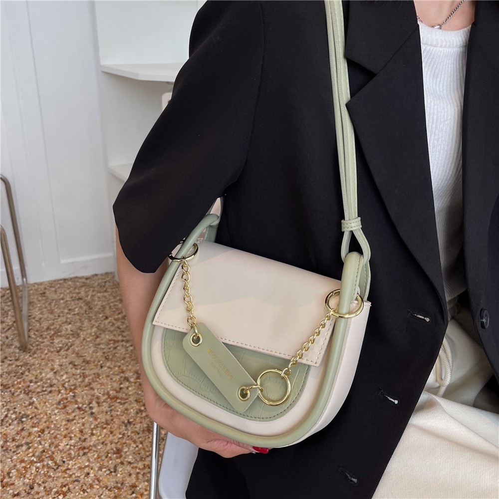 Burminsa Small Saddle Shoulder Crossbody Bags for Women Brand Designer Half Circle Flap Armpit Soft Ladies Handbags Spring 2022