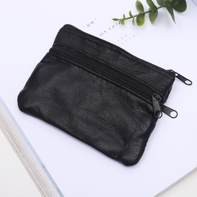 Women's Fashion Coin Purse Double Zipper Pocket Credit Card Holder Change Wallet Unisex Casual Solid Color Simple Handbag Purse