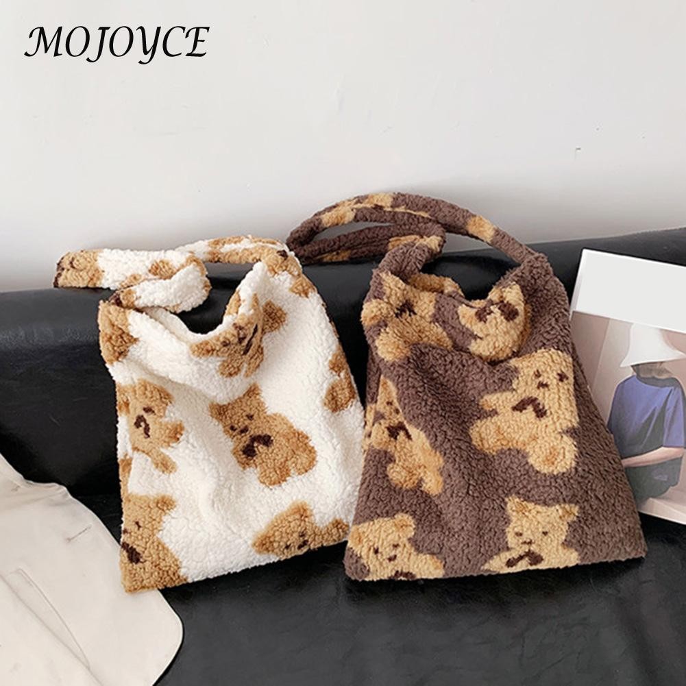 Vintage Women Soft Warm Plush Handbag Cute Girls Autumn Winter Fluffy All-Match Phone Buckets Bag for Women