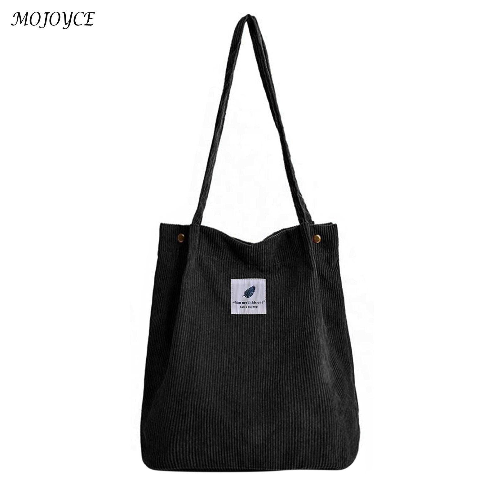 Women Corduroy Shoulder Bag Lady Large Capacity Handbag Casual Tote Female Eco-friendly Messenger Bag Streetwear